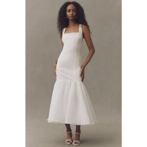 BHLDN Sleeveless Square-Neck Trumpe Maxi Dress in White Size Women's Large